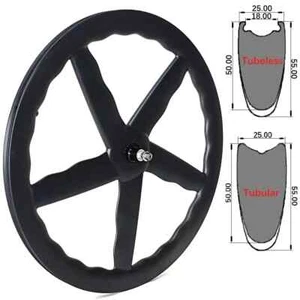 Road Track Bicycle Carbon 700C 5 Spokes Wheels Wave Shape Wheelset Tubeless Rims - Picture 1 of 19