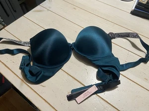 VICTORIA'S SECRET Bombshell Add-2-cups Satin Shine Strap Push Up Bra size 34 B - Picture 1 of 7