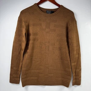Pendleton 100% Merino Wool Textured Knit Crewneck Sweater Camel Brown Mens XS - Picture 1 of 10