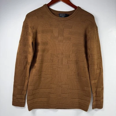 Pendleton 100% Merino Wool Textured Knit Crewneck Sweater Camel Brown Mens XS - Image 1 of 4