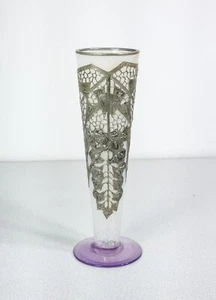 ⚜️ VASO COPPA JUGENDSTIL AUSTRIA ART NOUVEAU VETRO SOFFIATO METALLO EPOCA 1910S - Foto 1 di 8
