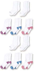 Fruit of the Loom girls 10-pair Everyday Soft Crew Casual Sock, White, 3-5T US - Picture 1 of 1