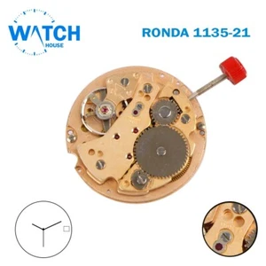 Reloj Movimiento Manual RONDA 1135-21 SUIZO🇨🇭 Hecho Blanco Fecha Disco a 3 - Imagen 1 de 2