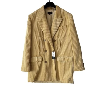 ISABEL MARANT Haneva Double-Breasted Corduroy Blazer Yellow Size 10 US 40 EU - Image 1 of 4