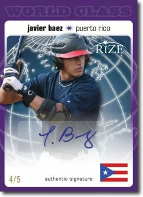 Javier Baez 2012 Rize Rookie Autógrafo Púrpura Automático CLASE MUNDIAL RC #/5 Foto 1 de 2
