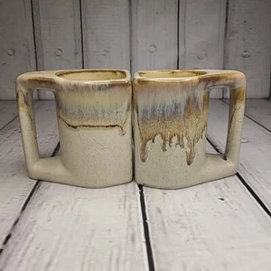 Rodolpho Padilla Mexico Drip Glaze Stoneware Stacking Coffee Mugs - Picture 1 of 7
