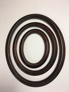50% OFF SALE - 3 OVAL FRAMES - DARK OAK WOOD 5x7 8x10 11x14 Frame Set - Picture 1 of 3