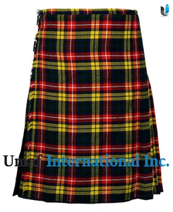 Men’s Scottish Buchanan Tartan "8 Yard Kilt" 13Oz "Fine Quality" - Imagen 1 de 4
