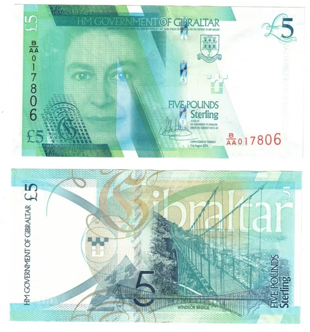 2021 2020 Gibraltar 5 Pounds Banknote P42 UNC LAST NOTE ISSUED W/ QEII Portrait Cover