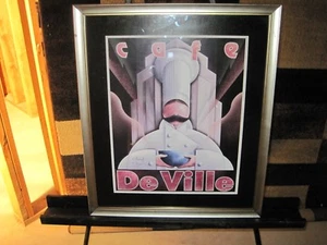 Cafe De Ville Michael Kungl hand signed framed and matted Art Print 23x28" - Picture 1 of 4