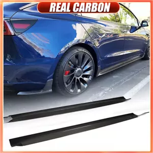 Kit de carrocería divisor de labios faldones laterales carbono real para Tesla Modelo 3 Sedán 2017-2022 - Imagen 1 de 11