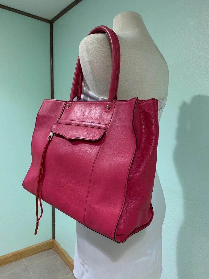 Rebecca Minkoff Pink Leather MAB Large Tote Shoulder Bag Portfolio Auth - Image 1 of 4
