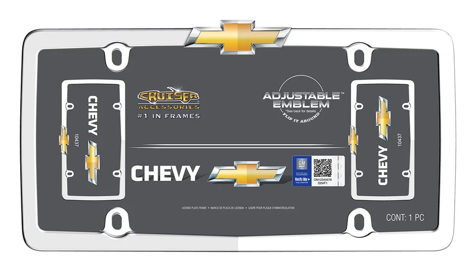 Marco de etiqueta de matrícula cromado con logotipo de pajarita Chevrolet Chevy para auto auto camión  Foto 1 de 2