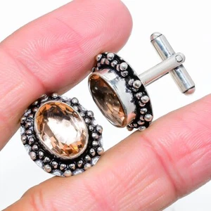 Morganite Gemstone 925 Sterling Silver Cufflinks Stnd. j395 - Picture 1 of 6