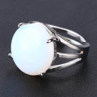 Natural Crystal Round Gemstone Open Finger Ring Adjustable Wedding Party Rings - Image 1 of 4