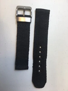 Military Watch Strap Black Tough Woven Nylon Webbing 18mm Brand New - Picture 1 of 4