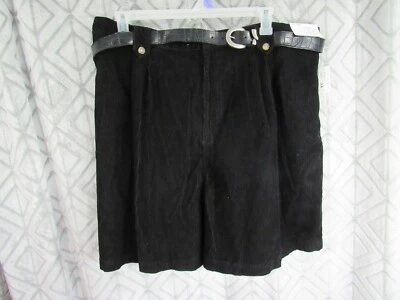 全新 Carolina Blues 灯芯绒短裤 26 码黑色打褶口袋拉链腰带 — 第 1/4 张图片