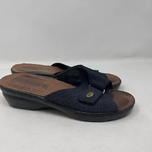 Flexus by Spring Step Kea Sandals Womens EU 36 US 5.5-6 Navy Slide Leather Italy - Picture 1 of 12