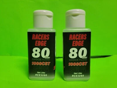 2x Racers Edge 80 Weight 1000cst 70ml 2.36oz  Silicone Shock Oil ASSOCIATED LOSI - Image 1 of 2