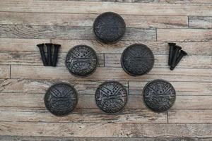 6 Stück Vintage Gusseisen Blumen Design Schublade Schrank Türgriffe Knöpfe Griffe Bauernhof Deko - Bild 1 von 11