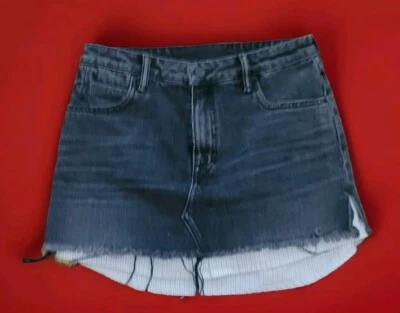  Alexander Wang High Rise Denim Skirt with Shirttail Hem Grey Size 25 EUC  Foto 1 de 4