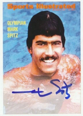 CARTÃO PERSONALIZADO ASSINADO RARO MEDALHISTA DE OURO OLÍMPICO E LENDA DA NATAÇÃO MARK SPITZ - Imagem 1 de 2