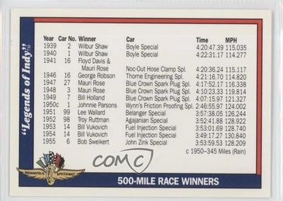 1991 Collegiate Collection Legends of Indy 500-Mile Race Winners #98 - Image 1 of 2