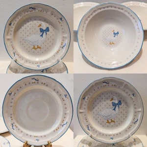 Vtg Brick Oven Stoneware Goose Dishes Set 14pc Dinner Salad Saucer Plates Bowls - Picture 1 of 23