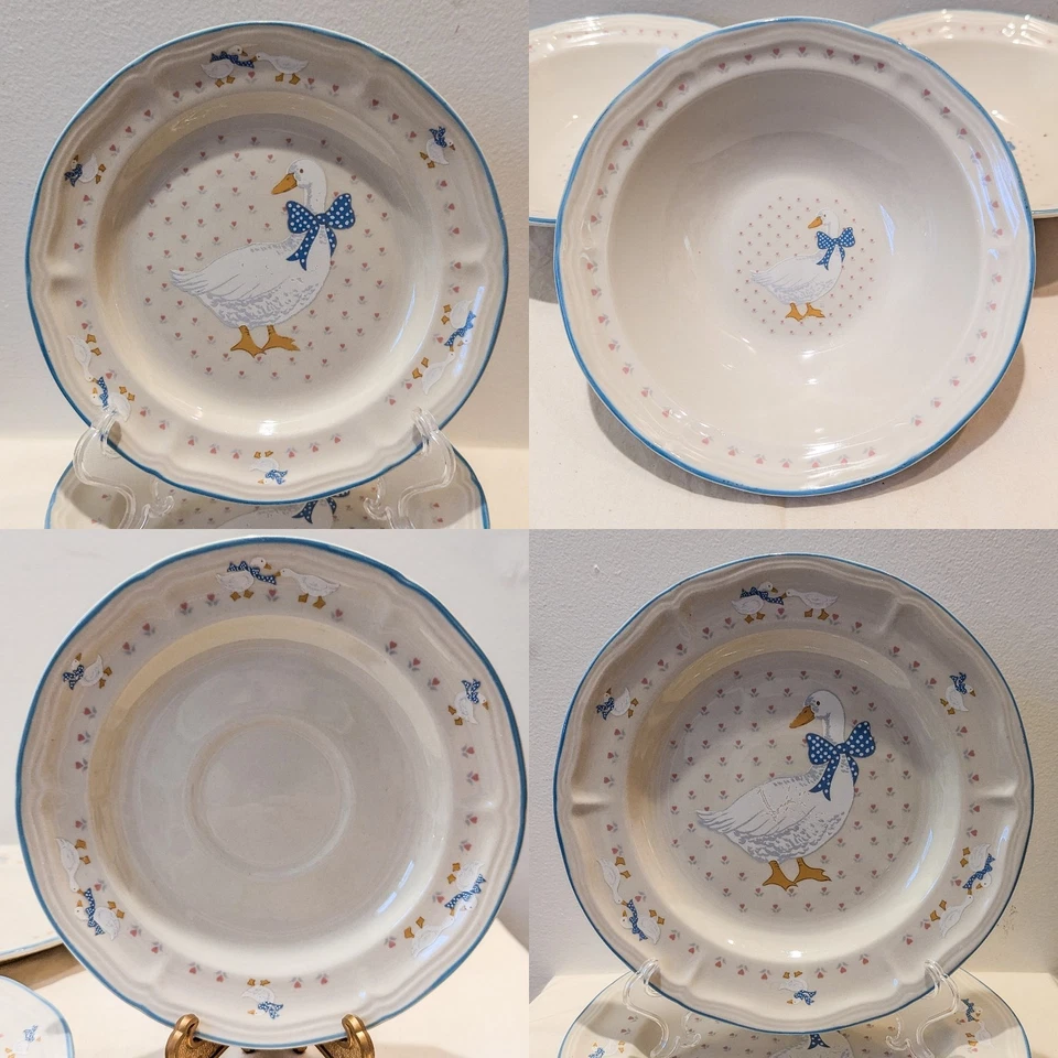 Vtg Brick Oven Stoneware Goose Dishes Set 14pc Dinner Salad Saucer Plates Bowls - Image 1 of 4