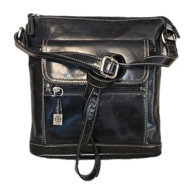 Bolsa tiracolo Giani Bernini couro nappa vitrificado costura branca  - Imagem 1 de 4