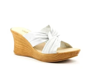 Onex Women's Puffy Wedge Sandal White Slide Padded Cross Heel Sandal Size 7 - Picture 1 of 11
