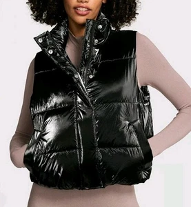 Hochglanz Marshmallow Puffer Weste schwarz von PINK! - Bild 1 von 12