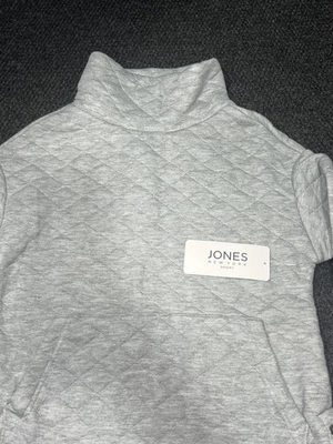 NUEVO CON ETIQUETAS Jones New York Sport Sudadera Acolchada Gris Pulgares Pequeña Foto 1 de 4