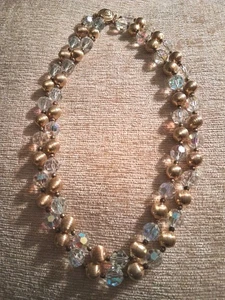 Collar Bergere Vintage Doble Hilo Cristal y Tono Dorado Cuentas 18" Vacaciones - Imagen 1 de 9