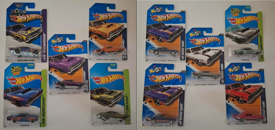LOTE [10] CARDADO 2012-14 HOT WHEELS 68-69 DODGE VARIACIONES RENDIMIENTO INCL WM Foto 1 de 4