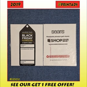 2019 Sears Unused Black Friday Doorbusters Sign + Bag - See More In Our Store! - Picture 1 of 3