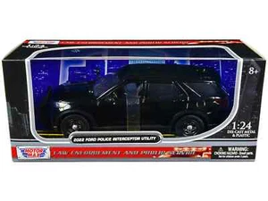 2022 Ford Police Interceptor Utility Black 1/24 Diecast Model Car by Motormax - Picture 1 of 1