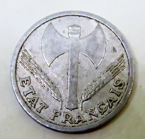 MONEDA DE 1 FRANCO DE FRANCIA - 1943 gobierno de Petain 2Guerra Mundial - Imagen 1 de 2