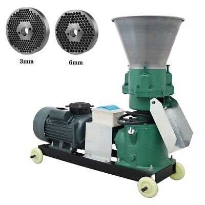 2 Rollers 3mm&6mm Plates Feed Pellet Mill Machine Granulator 220V 200KG/H 4.5kw • 1,226.70$