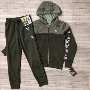 New! Boy's HURLEY Zip Up Hooded Sweatshirt and Pants Outfit Multiple Sizes - Picture 1 of 5