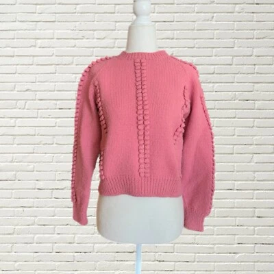 Suéter Vintage Años 70 Cuello Redondo - Pullover Rosa 3D Texturizado Lunares Xs Foto 1 de 4