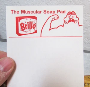 Vintage 1960er Jahre Brillow Seifenpad Werbung Memo Pad Blatt Papier, schöne Grafik - Bild 1 von 2