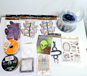 15 Piece Halloween Craft Embellishment Lot Cloche Ribbon Stickers Snakes & More - Picture 1 of 6