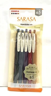 Zebra Gel Ball Pen SARASA Clip 0.5mm / Vintage 5 Color Set / JJ15-5C-VI2 - Image 1 of 2