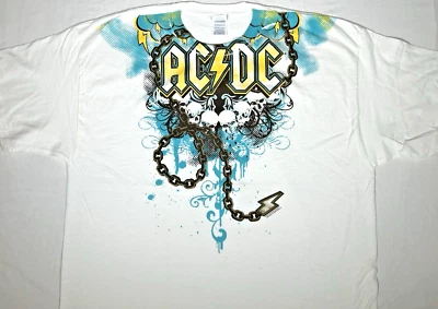 AC/DC Rock Band Skulls & Chains White Size 2XL T-Shirt Brand New - Image 1 of 4