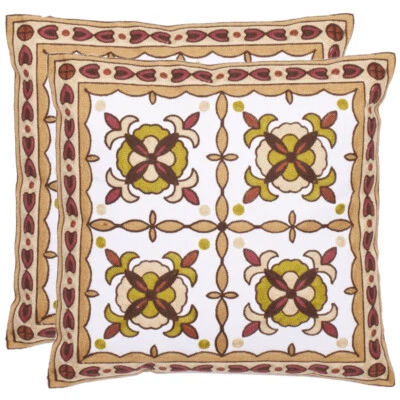 SAFAVIEH Gorgon Tiles Pillow Set of 2 | Green / Beige | - Image 1 of 2