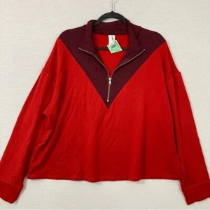 New Livi Lane Bryant Red 1/4 Zip Collar Long Sleeve Top size 18/20 - Picture 1 of 8