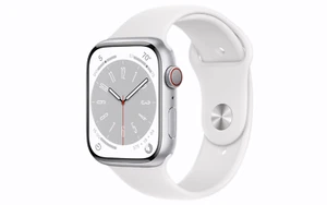 Apple Watch Series 8 45mm Aluminum Case with White Sport Band - GPS + Cellular - Picture 1 of 9