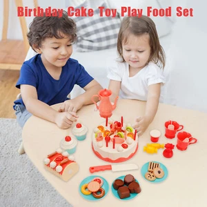 82PCS Birthday Cake Toy Play Food Set Plastic Kitchen Cutting Pretend Toys US F1 - Picture 1 of 11