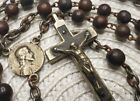 Vintage Rosary 1920s worn wood beads Crucifix Catholic G27